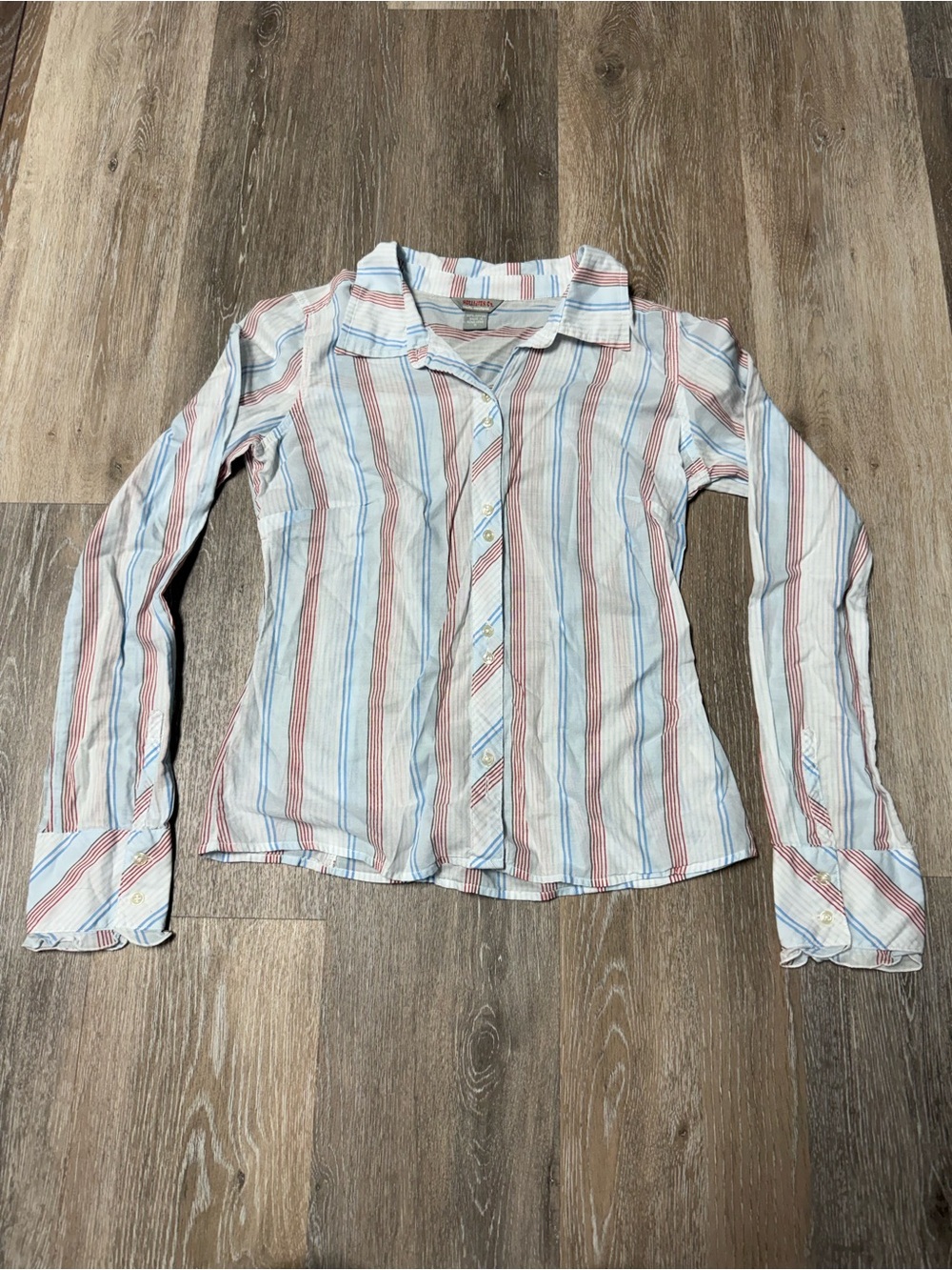 VTG Y2K Hollister Button Down Shirt Small Striped Fitted Preppy